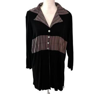 Jackie Loves John Size S Tunic Top Mixed Media Silk Lagenlook Art to Wear